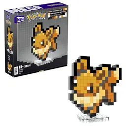 Pokémon Evoli Actionfigur-Bauset, 323 Teile im Retro-Pixelstil, ideal für Sammler und Deko