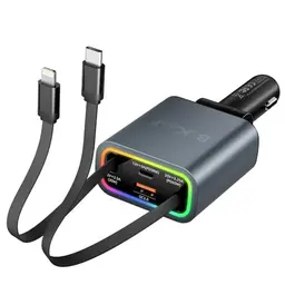 Bakeey Auto Ladegerät 4 in 1, 131W, Verstellbar, Schnellladegerät für iPhone 16/15/14, Galaxy S24/S23, Pixel