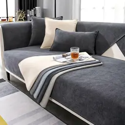 Edumov Sofa Überzug Rutschfester Sofabezug für L-Form Ecksofa 2-4 Sitzer - Dunkelgrau, 70x90cm