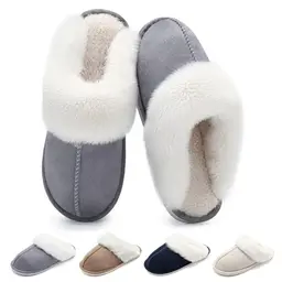 Schuvox Hausschuhe für Damen und Herren – Warme Plüsch Slippers für drinnen und draußen, grau, Gr. 38-39 EU