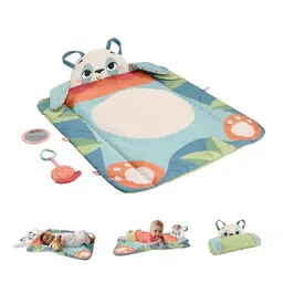 FISHER-PRICE Rolli-Roll Panda Spielmatte - 3-in-1 Mitnehmmatte mit Knisterspielzeug und Spiegel