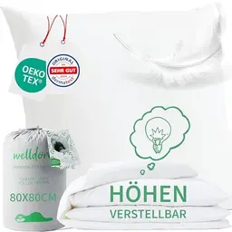 Welldora Premium Kopfkissen 80x80 | Höhenverstellbar & Ergonomisch | Oeko-Tex Zertifiziert in Deutschland