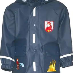Playshoes Unisex Kinder Regenjacke Feuerwehr, wind- und wasserdicht, Größe 116