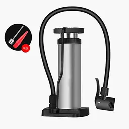 Maso Tragbare Fahrrad-Bodenpumpe für Presta und Schrader Ventile, Silber