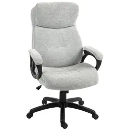 HOMCOM Ergonomischer Bürostuhl mit Wippfunktion, Höhenverstellbar und Gepolstert, bis 120 kg, Hellgrau