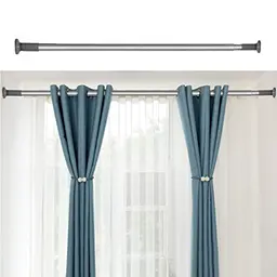 Vorhangstange ohne Bohren, 92-127cm, Silber, Spannstange für Gardinen, Dusche, Tür und Kleiderschrank