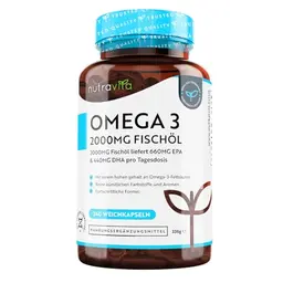 Hochdosierte Omega 3 Kapseln mit 660mg EPA & 440mg DHA - Reines Fischöl aus nachhaltiger Fischerei - Nutravita