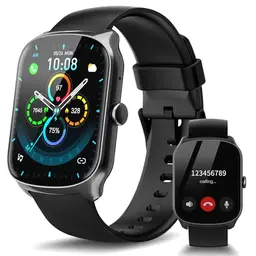 STECEi Smartwatch Herren & Damen, 1,95" HD Curved-Display, Bluetooth-Anruf, 112 Sportmodi, Fitnessuhr mit Schrittzähler, Schlafanalyse, Pulsmesser, IP68 wasserdicht, Schwarz