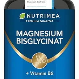 Magnesium Bisglycinat + Vitamin B6 - Hochdosierte vegane Kapseln mit optimaler Bioverfügbarkeit