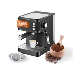 Avilia Kaffeemaschine für Mahlwerk und Kapseln – Kompaktes Design, 0,9 l Tank, Schwarz
