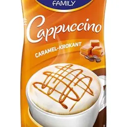KRÜGER Family Cappuccino Caramel-Krokant, aromatisiertes Getränkepulver, 500 g