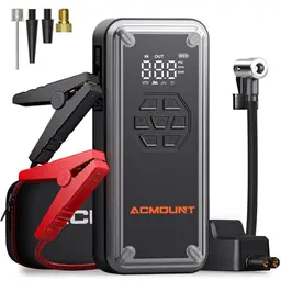 ACMOUNT Starthilfe Powerbank mit Kompressor für Pkw, 4000A Booster & 150 PSI Reifenfüller