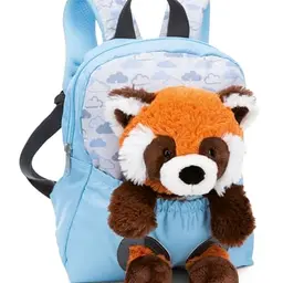 NICI Kinderrucksack blau 2 in 1 mit Roter Panda - 25cm - Für Kindergartenmädchen und Jungen