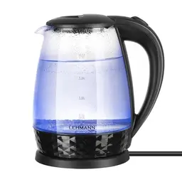 Lehmann Glas-Wasserkocher 2L, 2200W – Schnelles Kochen, beleuchteter Tank & dekorativer Sockel