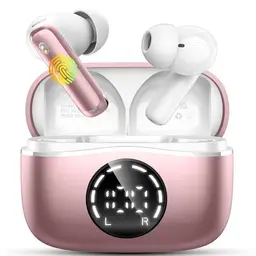 Kabellose Bluetooth In-Ear Kopfhörer mit 48h Spielzeit, IP7 wasserdicht, Noise Cancelling, Roségold