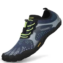SAGUARO Barfußschuhe Damen & Herren, rutschfest, atmungsaktiv, outdoor & indoor, breite Zehenbox, Zero Drop, Blau, EU 42