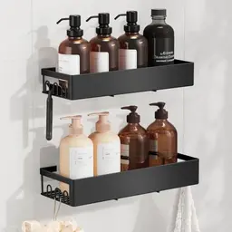 SONGMICS Duschablage 2er Set ohne Bohren, Shampoo Halterung für Dusche