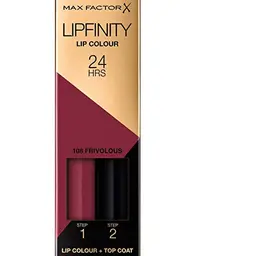 Max Factor Lipfinity Frivolous 108 – Kussechter Lippenstift mit 24h Halt & pflegendem Gloss-Top Coat