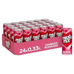 Mezzo Mix Himbeere - Cola-Himbeere Mix in Dose, wenig Zucker & Kalorien, 24 x 330 ml