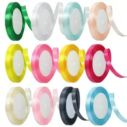 Salbeigrünes Satinband, 12 Rollen, 10 mm breit, Geschenk- und Dekoband, 22 m, für Hochzeiten, Weihnachten, DIY