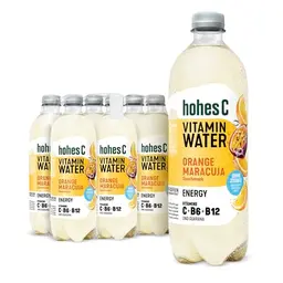 hohes C Vitamin Water Energy Orange & Maracuja (6 x 750ml) - mehr Energie mit Vitamin C, B6 & B12, nur 6kcal/100ml, zuckerfrei, vegan