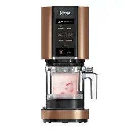 Ninja CREAMi Eismaschine mit 3 Behältern, 7 Programmen - Eiscreme, Gelato, Sorbet, Smoothie Bowl und mehr, 1,4 L, Schwarz & Kupfer