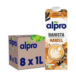 Alpro Barista Mandeldrink – Vegan und laktosefrei – Mit Calcium und Vitaminen – 8 x 1 L
