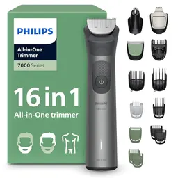 PHILIPS Multigroom Series 7000 16-teiliges Set für Bart und Haare, selbstschärfende Klingen, 21 Längeneinstellungen