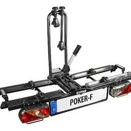 EUFAB 12010LAS POKER-F Fahrradträger für 2 E-Bikes, vormontiert, Diebstahlschutz, für Anhängerkupplung, Schwarz