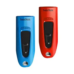 2 Stück SanDisk Ultra USB 3.0 Flash-Laufwerk 32 GB - Passwortschutz, 130 MB/s - Blau/Rot