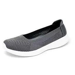 TIOSEBON Damen Komfort Slip-On Loafers, Flach, Mesh, Anti-Rutsch, Walking Schuhe, Dunkelgrau, EU 39