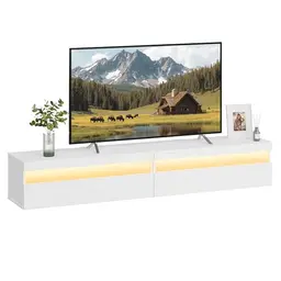 VASAGLE Kailyn TV-Lowboard in Schneeweiß, modernes hängendes TV-Board, 178 x 35 x 30 cm