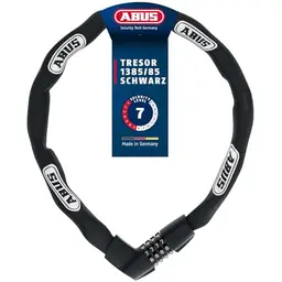 ABUS Kettenschloss Tresor 1385 – Zahlenschloss mit 7 mm Vierkantkette – Sicherheitslevel 7 – 85 cm – Schwarz