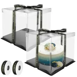 2 Stück Transparente 8 Zoll Kuchenbehälter mit Deckel - Doppelschicht Tortenschachtel für Geburtstag & Dessert