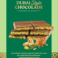 Lindt Dubai Style Chocolade - 145g Vollmilch-Tafel mit Pistazien und Mandelkrokant