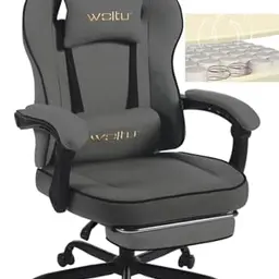 WOLTU Gaming Stuhl mit Kopf- & Lendenkissen, ergonomischer Drehstuhl, grau, bis 150 kg belastbar