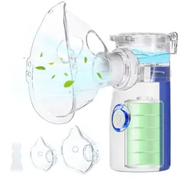 Inhalationsgerät für Kinder und Erwachsene - Ultraschall Vernebler für Erkältung, inkl. Mundstück & 2 Masken - Blau