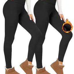 CAMPSNAIL Thermo Leggings Damen, Dicke warme Leggings für den Winter, High Waist, blickdicht (Schwarz, L/XL)