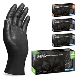 PROGRIP Einweghandschuhe, Schwarz, Extra starke Nitrilhandschuhe Gr. M, 50 Stück