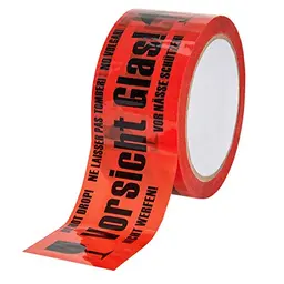 Baytronic Warn-Klebeband 'Vorsicht Glas' 66m x 50mm rot