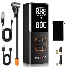 Kotopa Elektrische Luftpumpe 150 PSI, 12V Akkupumpe für Auto und Fahrrad (Kabellos, Schwarz)