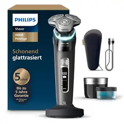 Philips i9000 Prestige Rasierer für Herren, Nass/Trocken, inkl. Trimmer, Reinigungs- und Ladestation, schwarz