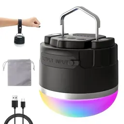 RGB LED wiederaufladbare Zeltlichter, 12 Beleuchtungsmodi, IP65 wasserdicht, ideal für Camping, Wandern & Angeln