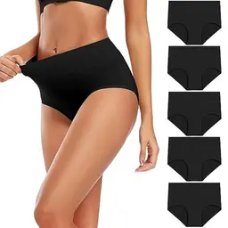 Damen Baumwollunterhosen, hohe Taille, 5er Pack, bequem und atmungsaktiv, große Größen, marine XXL