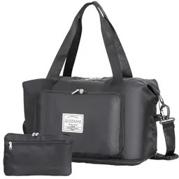 Erweiterbare Handgepäck Reisetasche 32-45L - Wasserdichte Weekender Duffle Bag - Schwarz