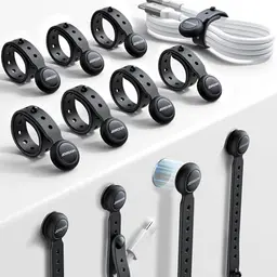 JOYROOM 12er Set Magnetische Kabelbinder Schwarz, Multifunktionale Silikon Kabelhalter für Büro und Reisen