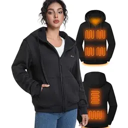 Beheizbarer Hoodie für Damen und Herren mit 6 Heizzonen und Doppelschalter, ideal für Camping und Outdoor