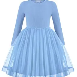 Arshiner Mädchen Pulloverkleid Tüll A-Linie Freizeitkleid für Herbst und Winter, 11-12 Jahre, Hellblau