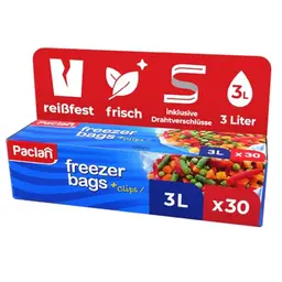 Paclan Gefrierbeutel 3 l - 30 Stück, transparent