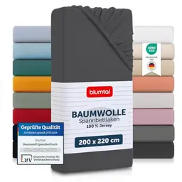 Blumtal® Spannbettlaken 200x220cm Jersey - Oeko-TEX zertifiziert - 100% Baumwolle